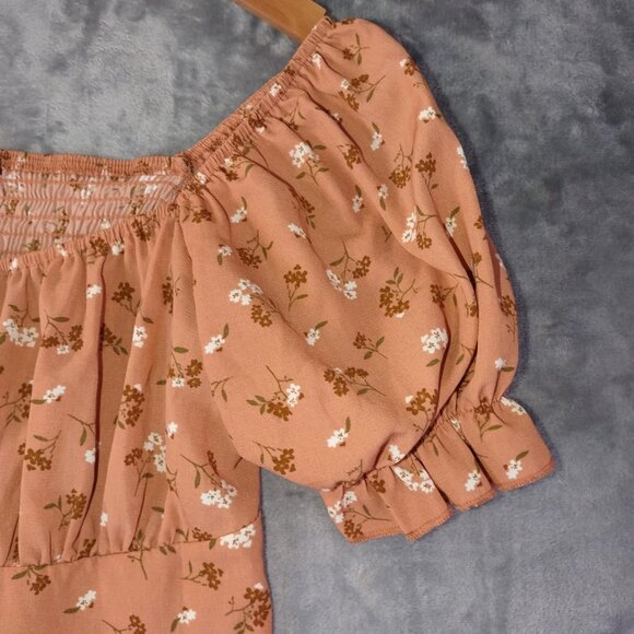 Hesperus Women M Burnt Orange PuffSleeve Mini Dress Cottagecore  Romantic Grunge - Picture 6 of 13